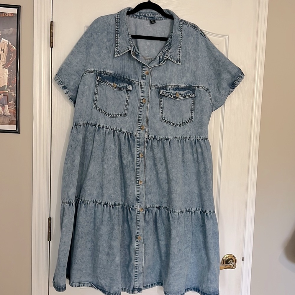 Short sleeve denim dress
